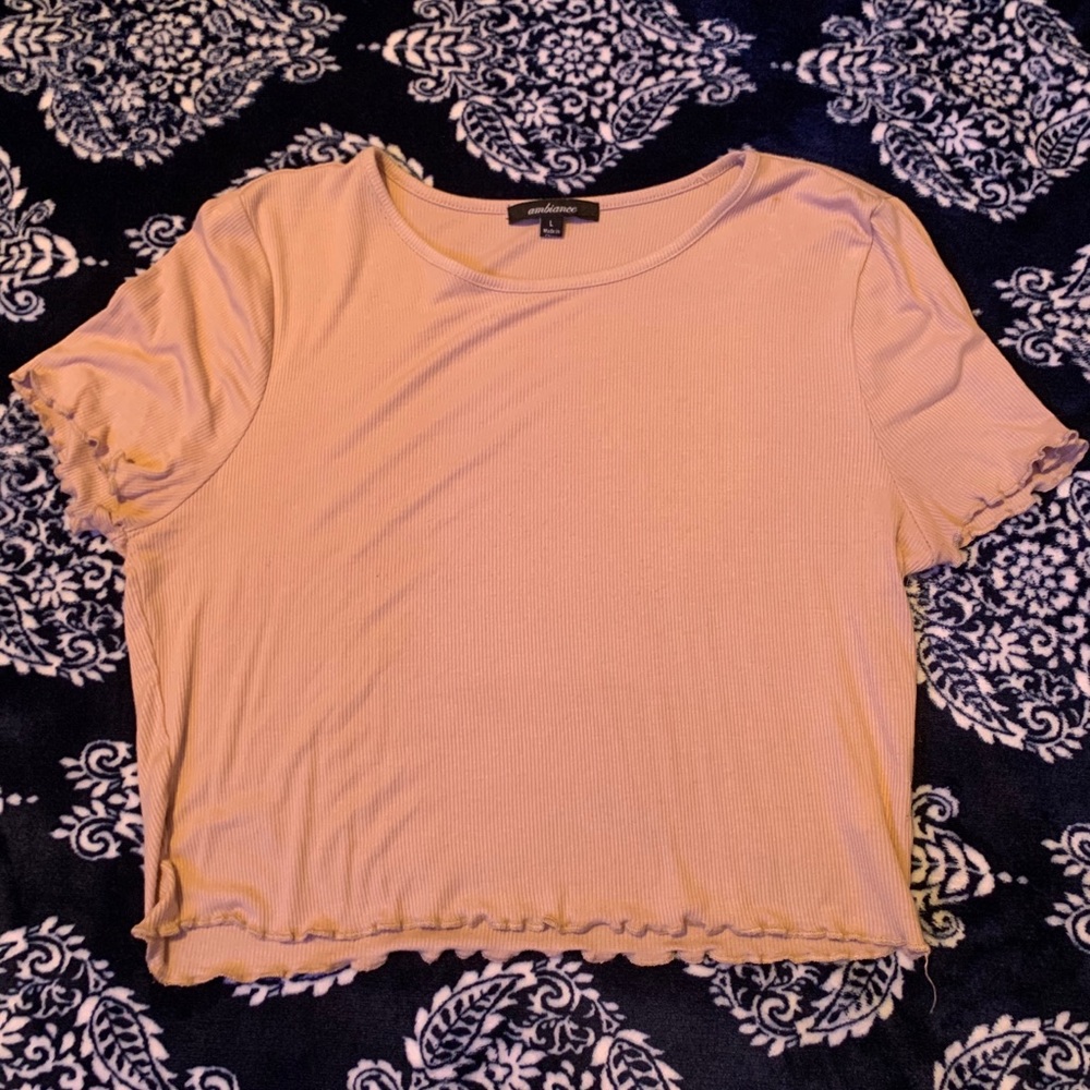 Ambiance tan crop top with ruffles size large